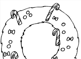 Wieniec bożonarodzeniowy w laski choinkowe kolorowanka Wieniec bożonarodzeniowy w laski choinkowe do druku