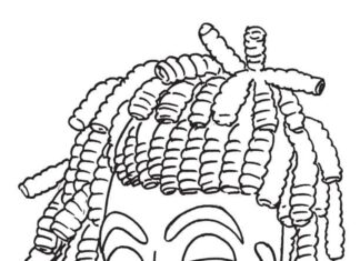 Afrykańska głowa z dredami kolorowanka afrykańska głowa z dredami do druku