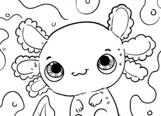 Axolotl pływający w rafie koralowej kolorowanka axolotl pływający w rafie koralowej