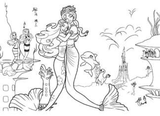 Barbie syrena przytula się z inną syreną kolorowanka barbie syrenka przytula się z inną syreną