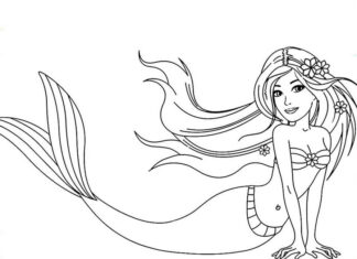 Barbie syrenka w bikini kolorowanka barbie syrenka w bikini dla dziewczyn do druku