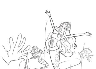 Barbie syrenka z inną syrenką kolorowanka barbie syrenka z inną syrenką