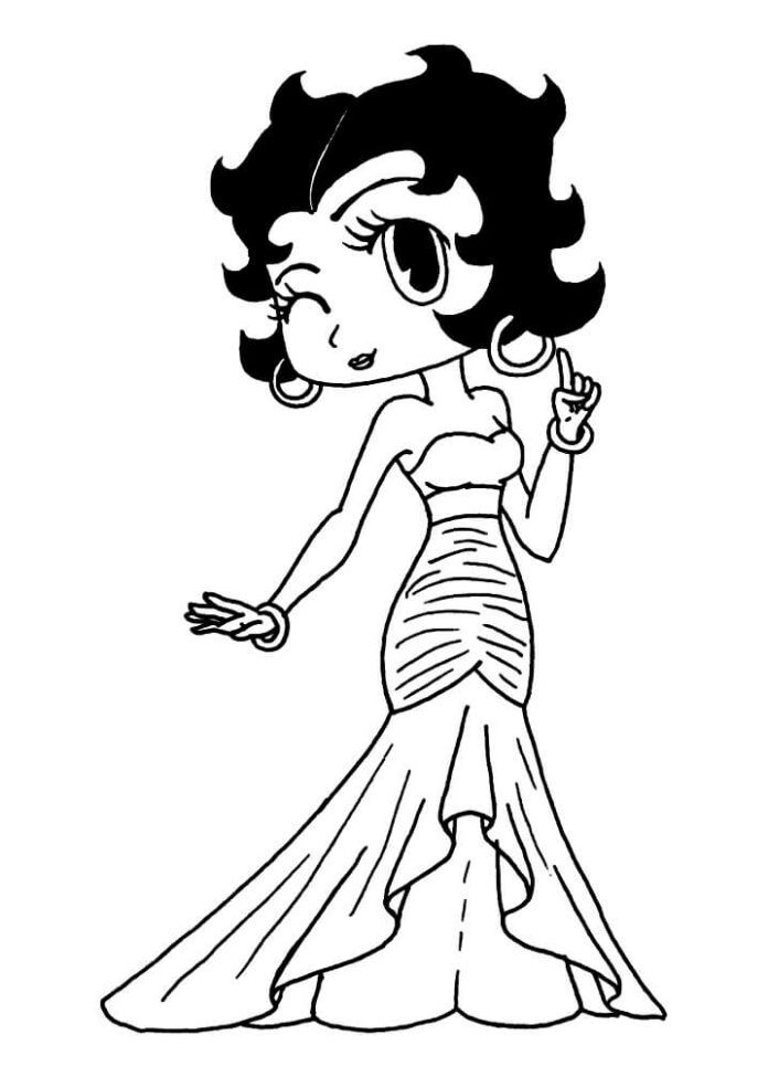 kolorowanka betty boop w sukni do druku