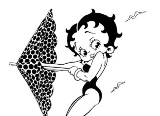 kolorowanka betty boop z parasolką do druku