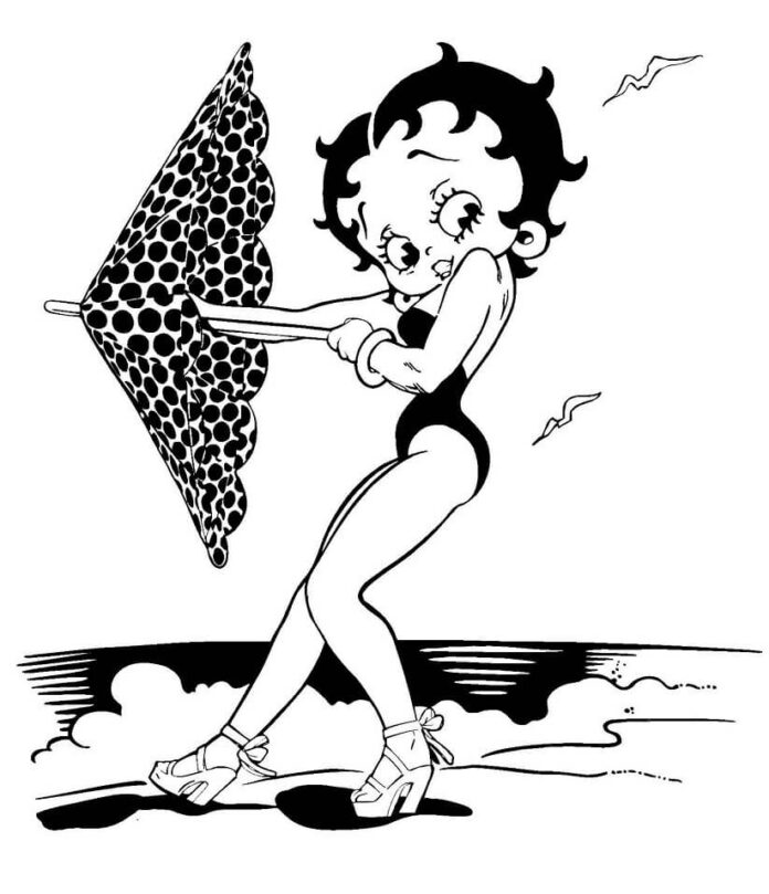 kolorowanka betty boop z parasolką do druku