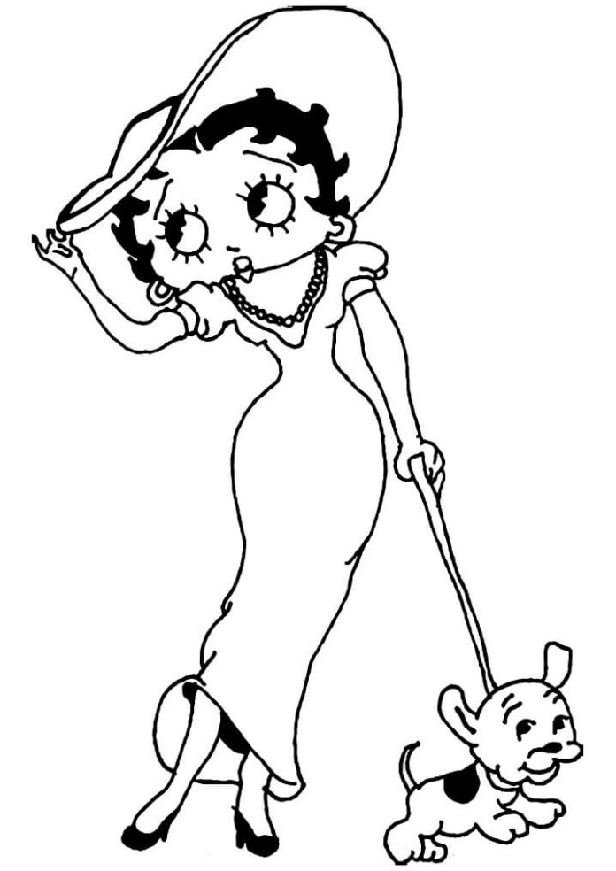 kolorowanka betty boop z psem do druku