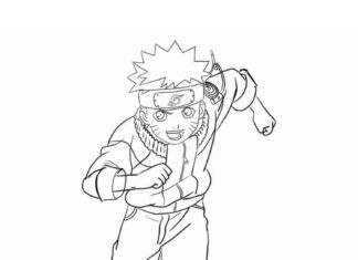 kolorowanka biegnąca postać bajki Boruto