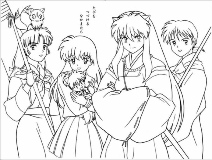 kolorowanka bohaterowie inuyasha