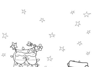 Bohaterzy bajki Peanuts przy choince kolorowanka bohaterzy bajki peanuts przy choince