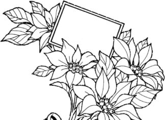 kolorowanka bukiet ponsacji z kartką i wstążką