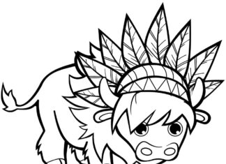 Byczek w indiańskim kapeluszu kolorowanka byczek w indiańskim kapeluszu