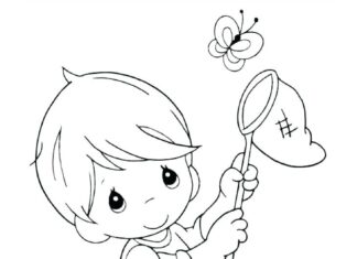 Chłopiec łapie motyle kolorowanka chłopiec łapie motyle