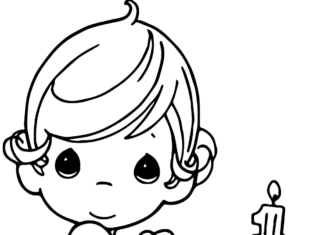 Chłopiec z tortem z bajki precious moments kolorowanka chłopiec z tortem z bajaki precious moments