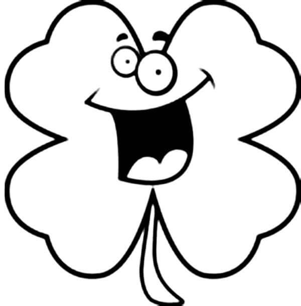 kolorowanka czterolistna koniczyna uśmiechająca się dla dzieci