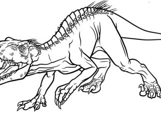 kolorowanka dinozaur broni się przed atakiem