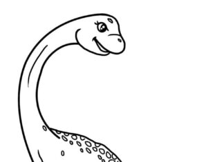 kolorowanka dinozaur z długą szyją