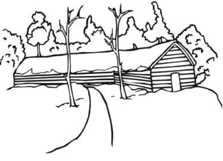 kolorowanka droga koło szopy