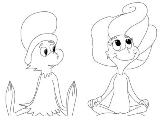 kolorowanka dwie słuchające postacie z bajki