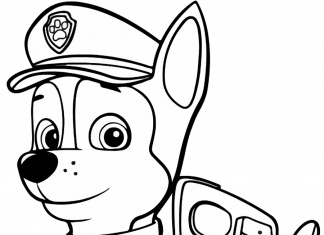 kolorowanka dzielny Chase Paw patrol dla dzieci do druku