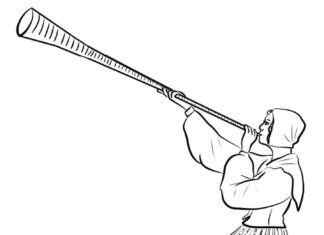 kolorowanka dziewczyna dmuchająca w tubę