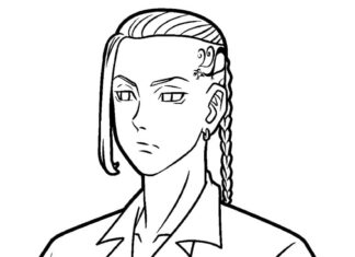 kolorowanka dziewczyna z tatuażem z bajki Tokyo Revengers