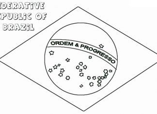 Flaga Brazylii kolorowanka flaga Brazylia do druku dla dzieci