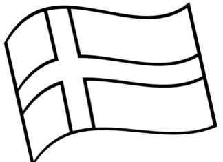 kolorowanka flaga Szwecji zawiewana wiatrem