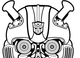 kolorowanka głowa robota Bumblebee