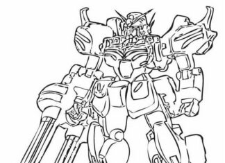 Groźny robot z bronią w bajce Gundam kolorowanka groźny robot z bronią w bajce Gundam