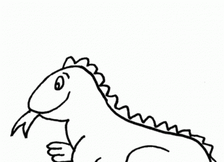 kolorowanka iguana przypominająca małego dinozaura