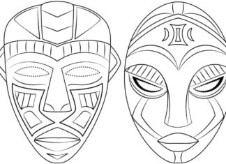 Interesujące maski kolorowanka interesujące maski afrykańskie do druku szablon
