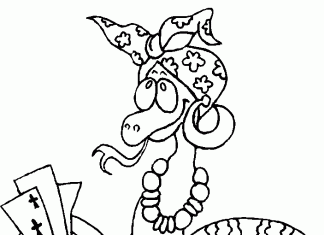 Kobra królewska z kartami kolorowanka kobra królewska z kartami do druku