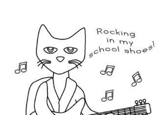 Kot gra na gitarze i śpiewa kolorowanka kot gra na gitarze i śpiewa