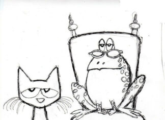 Kot i żaba na krześle kolorowanka kot i żaba na krześle