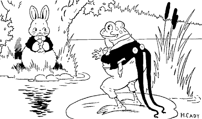 kolorowanka królik i żaba w bajce królik Peter