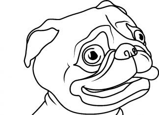 kolorowanka mopsik z dużą głową dla dzieci