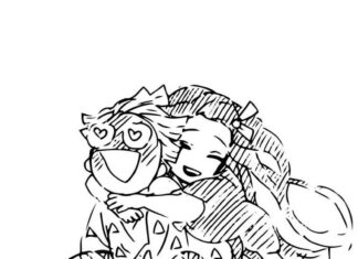 kolorowanka postać przytulająca się z bajki zenitsu