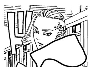 kolorowanka postać w bluzie z bajki Tokyo Revengers