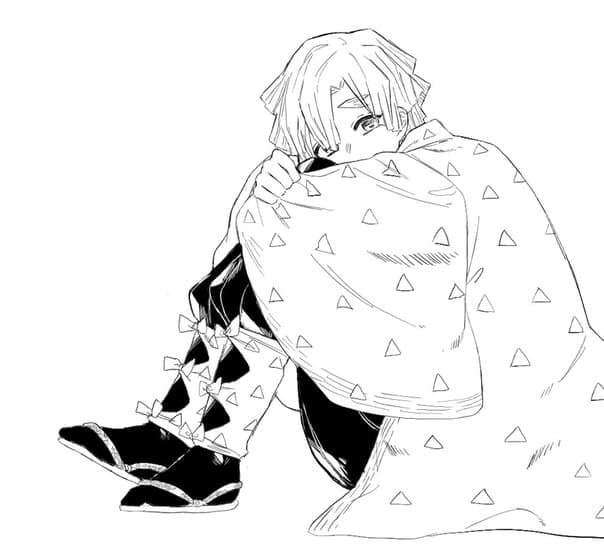 kolorowanka postać w płaszczu z bajki zenitsu