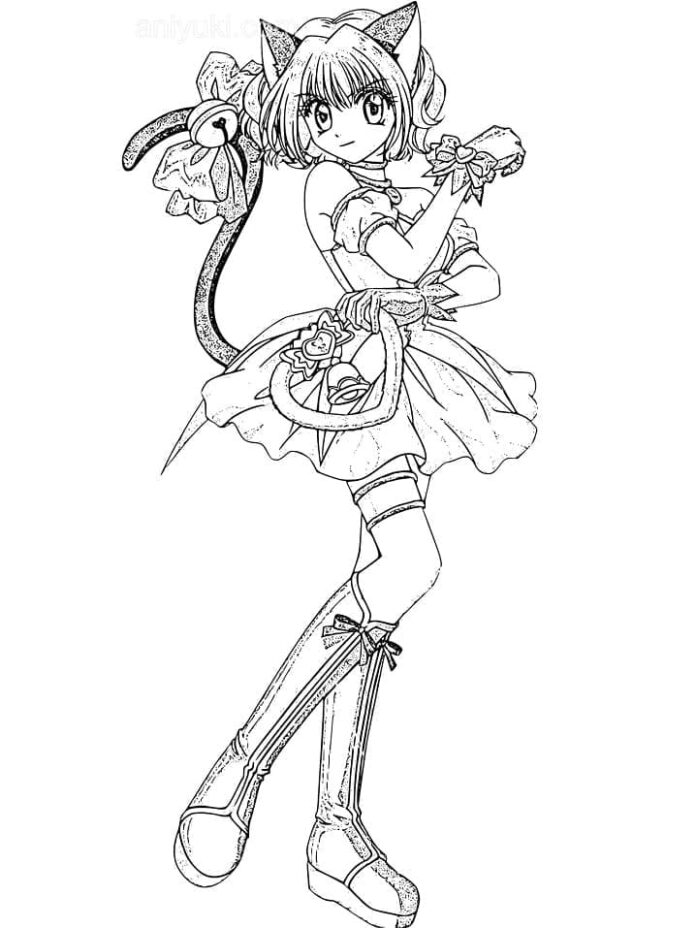 kolorowanka postać z bajki z dzwonkiem z bajki tokyo mew mew