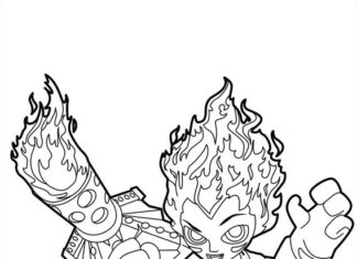 Postać z miotaczem ognia w bajce Skylanders kolorowanka postać z miotaczem ogna w bajce skylanders do druku dla chłopców