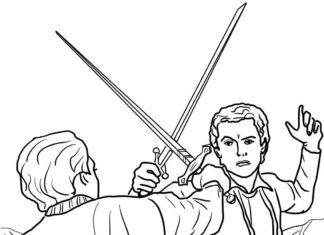 Postacie biją się na miecze kolorowanka postacie bija się na miecze