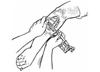 Robienie tatuażu kolorowanka robienie tatuażu