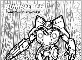 kolorowanka robot na tle lasu