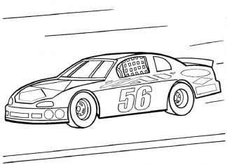 kolorowanka samochód na torze wyścigowym do druku