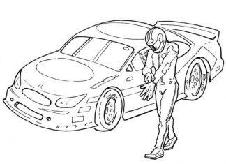 kolorowanka samochód z kierowcą do druku