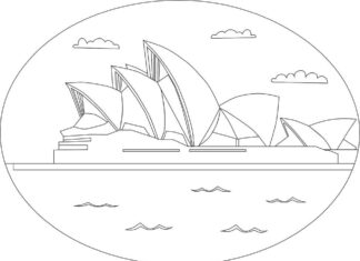 Styl nowoczesnego ekspresjonizmu – opera w Sydney kolorowanka styl nowoczesnego ekspresjonizmu