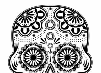 Tatuaż ozdobiona czaszka kolorowanka tatuaż ozbobiona czaszka