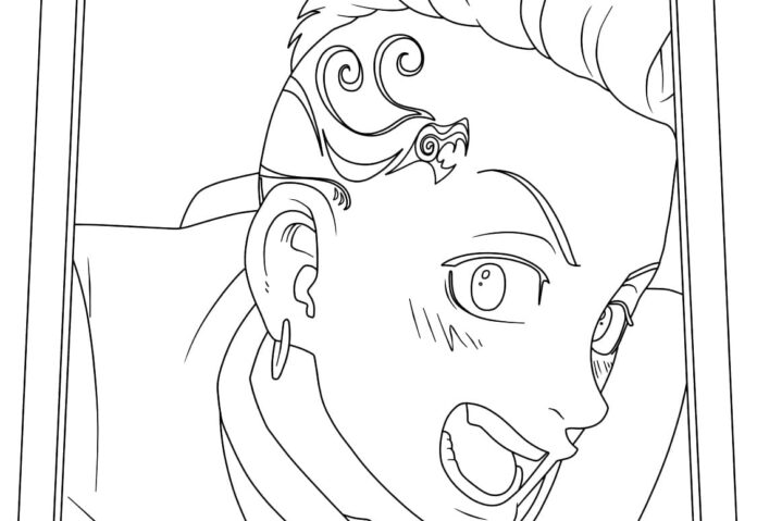 kolorowanka wyglądający bohater z bajki Tokyo Revengers