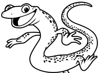 Zadowolona jaszczurka machająca rękami